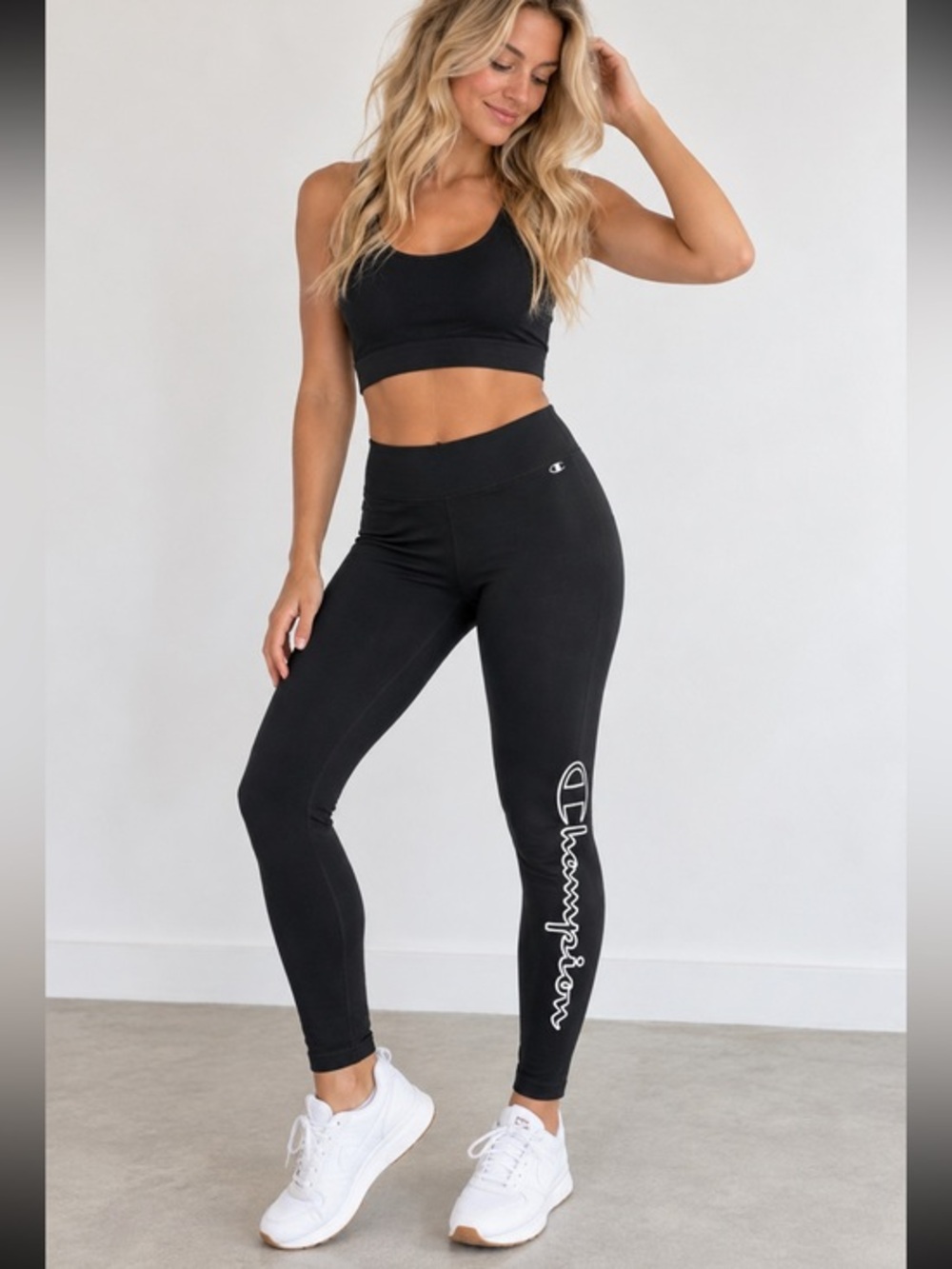 Champion Women’s Black Logo Leggings Size Medium M